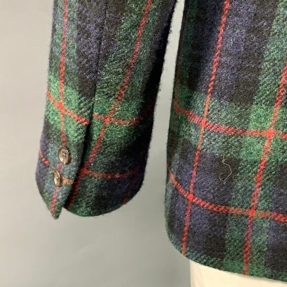BLACK FLEECE Size 42 Regular Green Blue Red Plaid Wool Notch Lapel Sport Coat - Picture 5 of 9